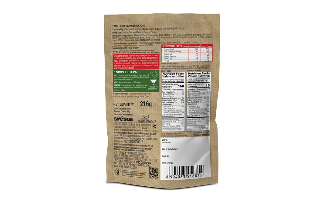 24 Mantra Millet Dosa    Pack  216 grams